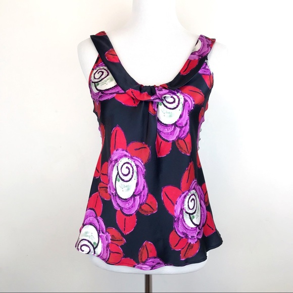 Giorgio Armani Silk Floral Print Sleeveless Blouse - Picture 2 of 8